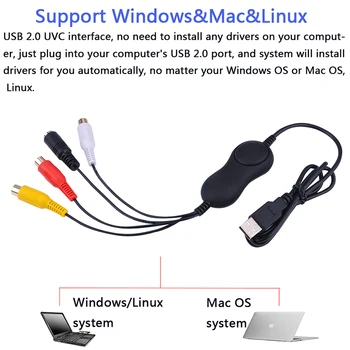 EZCAP USB Audio Video Uztveršanas ierīces USB 2.0 UVC AV Ierakstīšana ,Analog Converter Video Digitālā Formātā ,Windows, MAC OS, Linux