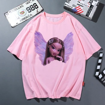 Eņģelis Y2k Bratz T Krekls Sievietēm Modē Vasaras Topi Tee Kreklu Femme Harajuku Krekls Rock, Rap Hip Hop Sieviešu T-Krekls Tumblr Drēbes