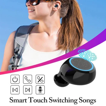 F9 TWS Bluetooth 5.0 austiņu mini Bezvadu Austiņas Ūdensizturīgs 9D Stereo sporta Spēļu Austiņas LED Displejs Ar mikrofons Mic