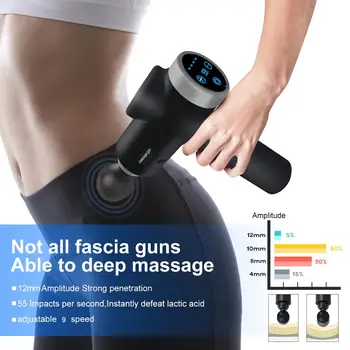 Fascijas ieroci masāža ieroci, fitnesa muskuļu dziļu relaksāciju multifunkcionāla elektriskā smart touch ekrāns massager