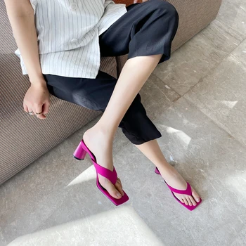 FEDONAS Flip Flop dabiskās Ādas, Zamšādas Sandales Sieviešu augstpapēžu kurpes Sudraba Sandales 2020. Gada Vasaras Puse Gadījuma Dāmas Kurpes Sieviete