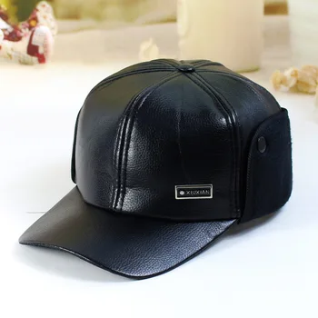 Fibonači Augstas kvalitātes vīriešu ziemas cepure, silta ausu aizsardzības plus samta bieza pusmūža gadagājuma ādas beisbola cepure