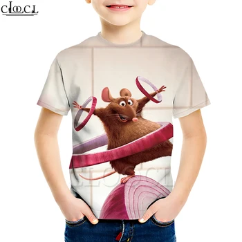 Filmu Ratatouille T Krekls 3D Druka Bērnu Meita Tērpi Dzīvnieku Peli, Īsām Piedurknēm, Zēns, Meitene Bērnu Bērni Topi Piliens Kuģniecība
