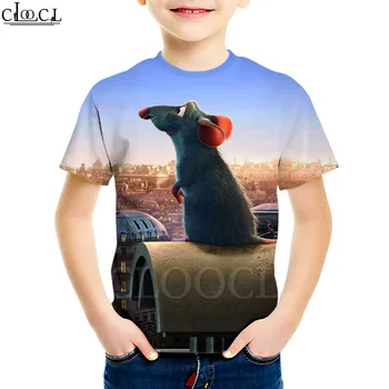 Filmu Ratatouille T Krekls 3D Druka Bērnu Meita Tērpi Dzīvnieku Peli, Īsām Piedurknēm, Zēns, Meitene Bērnu Bērni Topi Piliens Kuģniecība