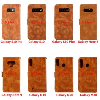 Flip PU Ādas Maks Soma Būtiska Samsung Galaxy Note 9 8 S10 S8 S9 Plus S6 S7 Malas S10e M10 M20 Gadījumā, Mobilā Telefona Vāciņu Capa