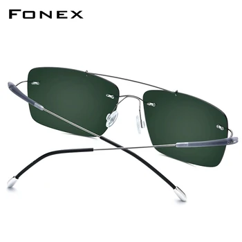 FONEX Titāna Sakausējuma TR90 bez apmales Saulesbrilles Vīriešiem 2020 