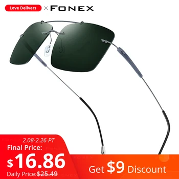 FONEX Titāna Sakausējuma TR90 bez apmales Saulesbrilles Vīriešiem 2020 