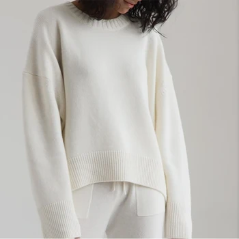 FORYUNSHES džemperi sieviešu modes Zaudēt Gadījuma Adīti Džemperi Cietā garām Piedurknēm Rudens ziemas retro džemperis, džemperi sieviete