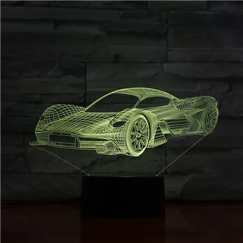 Foršs Sporta Auto 3D Nakts Gaisma 7 Krāsu Mainās LED Galda Galda Lampa, Akrila Ilūziju Multicolor Lampas Bērniem Dāvanu GX1475