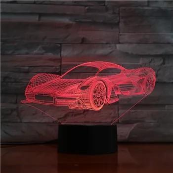 Foršs Sporta Auto 3D Nakts Gaisma 7 Krāsu Mainās LED Galda Galda Lampa, Akrila Ilūziju Multicolor Lampas Bērniem Dāvanu GX1475