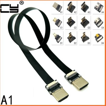 FPV Micro HDMI Mini HDMI 90 grādu Adapteri, 5cm-100cm ražošanas procesu kontroles Lentes Dzīvoklis HDMI Kabeli Piķis 20pin Spraudsavienojumu