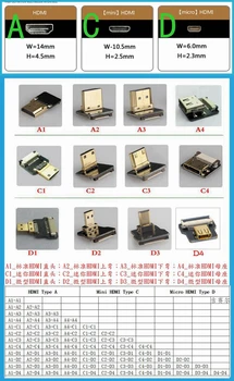 FPV Micro HDMI Mini HDMI 90 grādu Adapteri, 5cm-100cm ražošanas procesu kontroles Lentes Dzīvoklis HDMI Kabeli Piķis 20pin Spraudsavienojumu