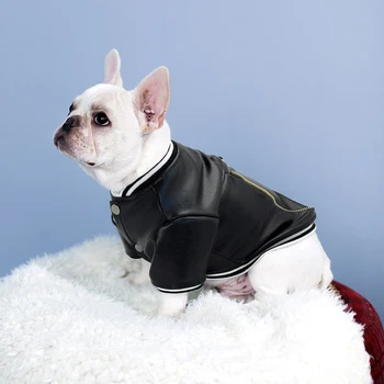 Franču Buldogs Suņu Apģērbu Mopsis Pet Apģērbs Ziemas Ādas Suns Mētelis, Jaka Vidēji Lieli Suņi, Buldogs Apģērbu Ropa De Perro