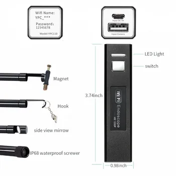 Fuers 8mm 1200P HD WiFi Pārbaudes Kameras IP68 Ūdensnecaurlaidīga USB Endoskopu Borescope atbalsta Android, IOS, Iphone, Windows un Mac Sistēmām