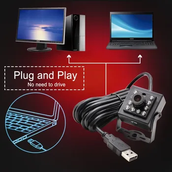 Full HD 1080P CMOS OV2710 CCTV USB Webcam 10pcs ir LED Nakts Redzamības infrasarkanā USB Kamera ar 2.8 mm objektīvs