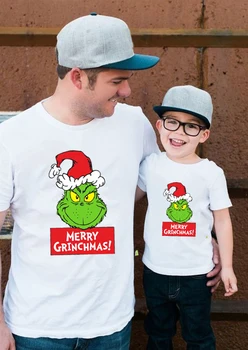 Funny Ziemassvētku Grinch Drukāt Ģimenes Atbilstošas Drēbes, T-kreklu Tētis Daught Dēls Pielāgota Nosaukums DIY Tshirt Bērniem Toddler T Krekls