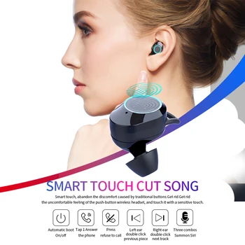 G02 V5.0 Bluetooth Stereo Austiņas Bezvadu IPX7 Ūdensizturīgs Touch Austiņas un Earbuds 3300mAh Baterija, LED Displeja Tips-c Maksas Lietā