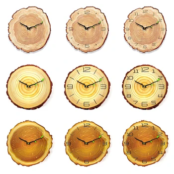 Gada Gredzenu Sienas Pulkstenis, 12ar Koka Non-Atzīmējot Sienas Pulkstenis ar Bateriju Darbināmas Radošo Nelegālo Dekoratīvās Klusums Pulkstenis