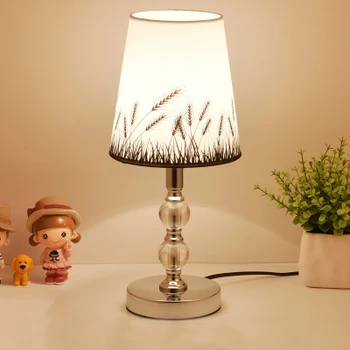 Galda Lampas Kristāla Gultas Lampa Ziemeļvalstu Mini LED Galda Lampu, Lai Guļamistabā, viesistabā, Bērnu Istabā Grāmatu plaukts Linu Auduma E27 ES Plug