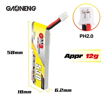 Gaoneng GNB 1S 2S 3S 4S 6S 530mAh 90C HV 3.8 V~22.2 V PH2.0 Savienotājs XT30 Plug FPV Lidojuma Jauda Lipo Akumulatoru
