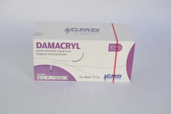GMD Damacryl Sintētisko Absorbējoši Ķirurģiskie Šuvju Polyglycolic Skābes PGA Pītā Violeta 75mm 40mm Reverss Griešanas USP0