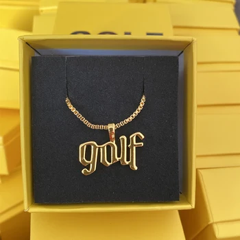 GOLFA WANG LOGO zelta kaklarota mākslas vēstuli kaklarota rotaslietas ielu modes aksesuāri