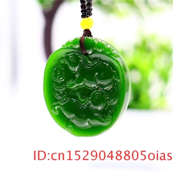 Green Jade Trušu Kulons, Kaklarota, Jadeite Modes Vīriešu Šarmu Rotaslietas Dabas Cirsts Sievietēm Dāvanas Ķīnas par Amuletu