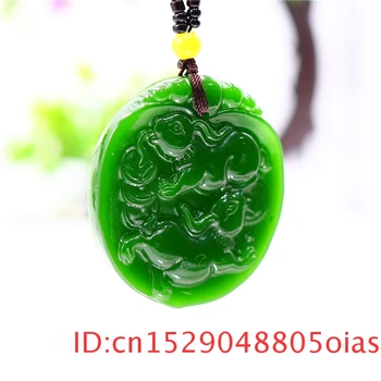 Green Jade Trušu Kulons, Kaklarota, Jadeite Modes Vīriešu Šarmu Rotaslietas Dabas Cirsts Sievietēm Dāvanas Ķīnas par Amuletu