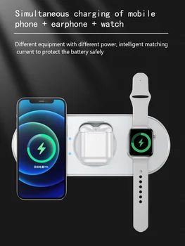 Grma 15W Mag Magnētisko 3 In 1 Bezvadu Lādētājs Apple iPhone 12 Mini 11 Pro X XS Max Qi 3.0 Maksas AirPods Pro Skatīties