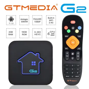 GTMEDIA G2 Android 7.1.2 Smart TV KASTĒ dekoders Iebūvēts 2.4 G, Wi-Fi 4K 1080P ar 2G Ram+16.G RomMedia Atskaņotāju, TV Uztvērēju