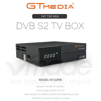 Gtmedia V9 Super Uztvērēju, iebūvētu WIFI Freesat H. 265 V9 Super DVB-S2 satelīta TV uztvērējs Box Set Top Box Pats kā V8 Nova