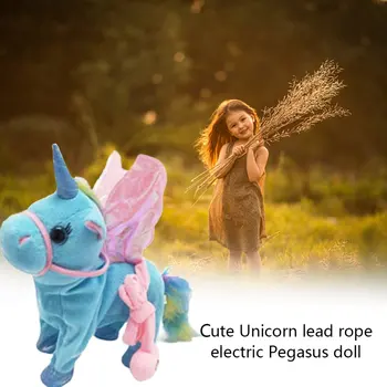 Gudrs Unicorn Lelle Siksna, Kas Peld Ar Zirgu Var Staigāt Var Dziedāt Plīša Lelles Elektrisko Unicorn Plīša Rotaļlieta, Bērnu Dzimšanas Dienas Dāvana