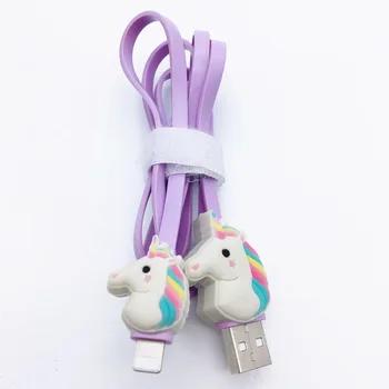 Gudrs Varavīksnes Vienradzis Mini USB Kabelis 1 Metrs Micro Usb Pagarinājuma Kabeļi, Gumijas Datu Līnijas Violetā Krāsa Iphone Smart Phone
