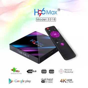 H96 Max Smart TV Box Android 10 RK3318 4GB 64GB USB3.0 1080P H. 265 60fps Google Voice Assitant Youtube 4K Smart TVbox 9.0 H96max