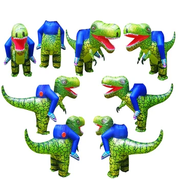 Halloween Bērniem Pieaugušo Braukt uz Dino Piepūšamās Kostīmi Dinozauru Cosplay Kostīmu Ziemassvētku Karnevāls Puse Kleita Lomu Spēlē Uzvalks
