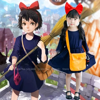 Halloween Kikis Piegādes Dienests Meitenes Pusi Kleitu Bērniem Japāņu Filmu Anime Cosplay Kostīms Bērniem, Iepakojuma Soma Skatuves Tērpiem