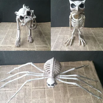 Halloween Prop Galvaskausa Suns, Kaķis Spider Pūce Skelets Dzīvnieku Statujas, lai Partijas Apdare Haunted Māja Apdare
