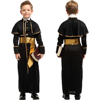 Halloween Viduslaiku Cosplay Kostīmi bērniem pieaugušo Priesteris Mūķene Misionāru vīriešiem Burvis Tērpu Komplekti Pieaugušo Cosplay kostīms, kleita