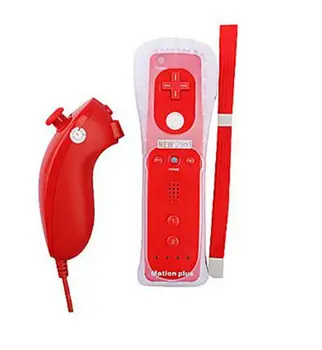 HaoLongGCP Multi Krāsu 2 in 1 Wireless Spēļu Tālvadības pults ar Kustību Plus Nunchuck Nintendo Wii Kontrolieris kursorsviru
