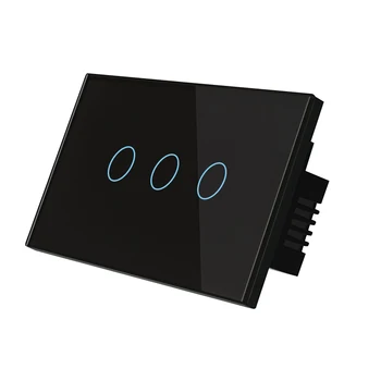HAOQIYI American Standard 1/2/3gang touch gaismas slēdzi, rūdīta stikla panelis vienu firewire kontroles sienas uzlīme