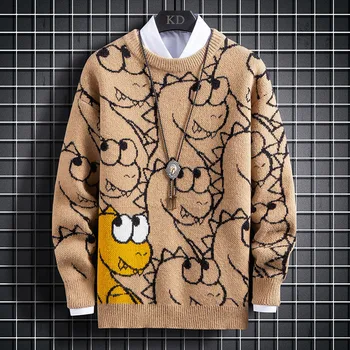 Harajuku Adīti Džemperi Vīriešiem Hip Hop Brīvs Džemperis dinozauru Iespiesti Džemperis smieklīgi Streetwear Vīriešu Ziemas