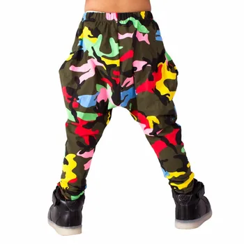 Heroprose 2018 Jaunas personības Krāsains Camo liels kājstarpes bikses skatuves sniegumu kostīmi harēma hip hop izdilis bikses bērniem