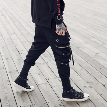 Hip Hip Streetwear Vīriešu Melnu Kravas Joggers Bikses 2019. Gada Pavasara, Rudens Vīriešu Harēma Bikses Gadījuma Bikses MUMS Izmēra