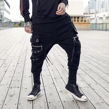 Hip Hip Streetwear Vīriešu Melnu Kravas Joggers Bikses 2019. Gada Pavasara, Rudens Vīriešu Harēma Bikses Gadījuma Bikses MUMS Izmēra