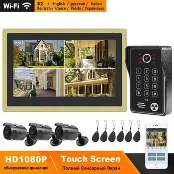HomeFong Bezvadu Video Durvju Tālrunis Wifi bezvadu Video Domofons Mājas 10 collu Touch Screen 1080P Kamera Smart Tālrunis Reālā Laika Kontroles