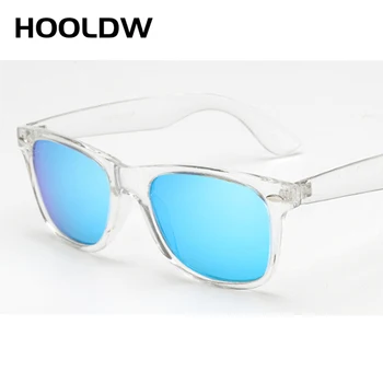 HOOLDW Sieviešu Polarizētās Saulesbrilles, Vintage Laukumā Skaidra Nakts Redzamības Saule Glasse caurspīdīgi Rāmja Brilles UV400 Ieplests Brilles