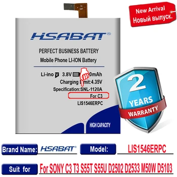 HSABAT 3900mAh LIS1546ERPC Akumulators Sony Xperia C3 T3 S55T S55U D2502 D2533 M50W D5103 Mobilo Telefonu Baterijas