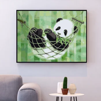 HUACAN Krāsas Ar Numuru Lācis DIY Bildes Pēc Numuriem Panda Komplekti Zīmēšanai Uz Auduma ar Roku Apgleznoti Glezniecības Mākslu, Dāvanu, Mājas Dekoru