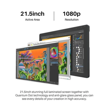 HUION Kamvas 22, Plus Grafiskais Pildspalvu Displejs Mākslas Glezniecības Tablet Monitors 21.5 collu ar Anti-glare Iegravēti Stikla 140%sRGB