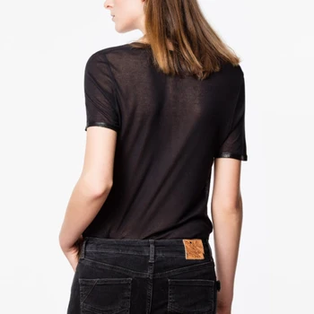 Iedeguma V-veida kakla T-krekls Dāmas Slim Modes Vasaras Īstermiņa piedurknēm Tee Ikdienas Drēbes Retro Sieviešu T-krekls Seksīga Sieviete, Krekli 2021